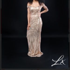 Women’s Formal off shoulder sequin dress, backless slim fit mermaid dress